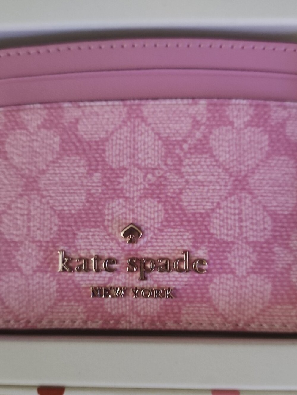 kate spade Pink Heart Jacquard Cardholder with Gold Logo - Picture 2 of 4